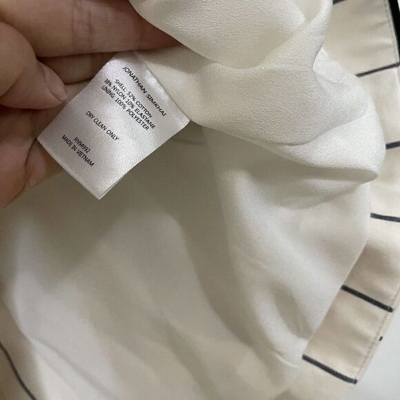 NWOT Jonathan Simkhai ivory white pinstripe blazer tuxedo jacket size US 6 - Picture 5 of 9